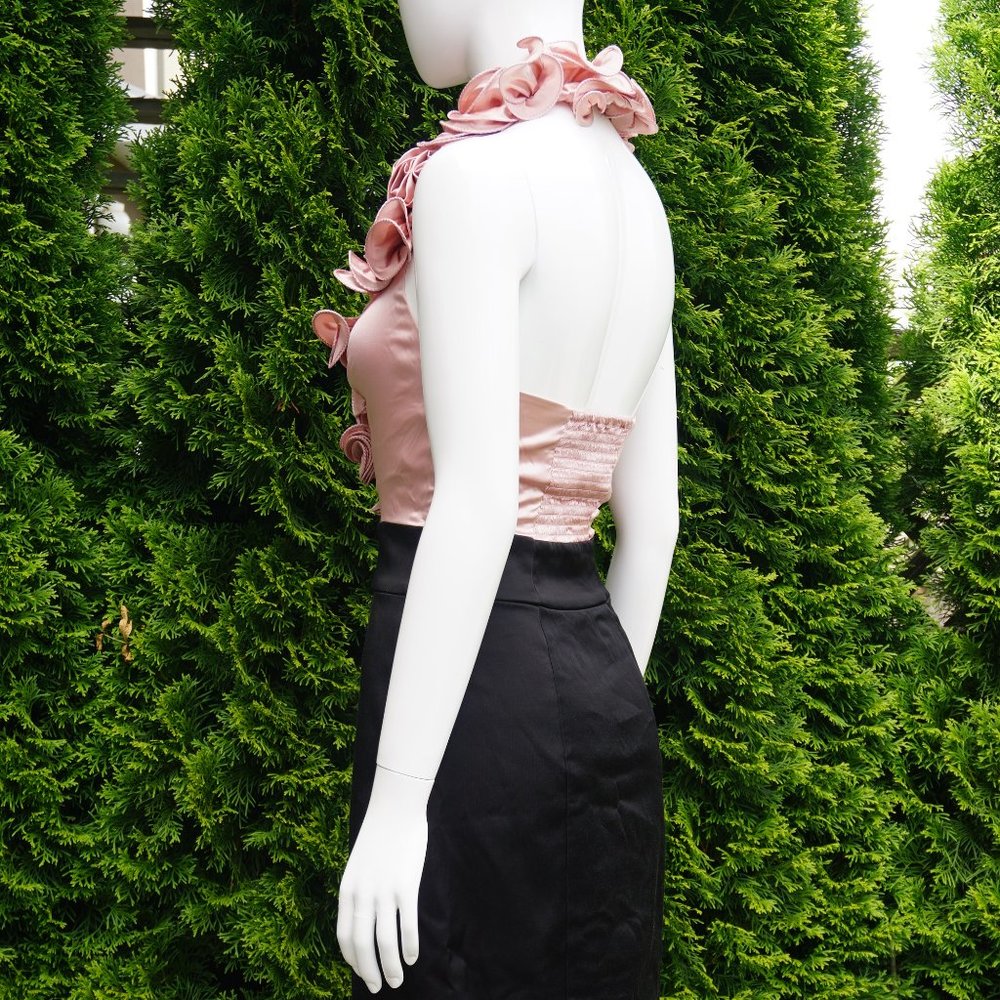 Bebe 3D Ruffle Flower V-Neck Dress - Picture 4 of 4